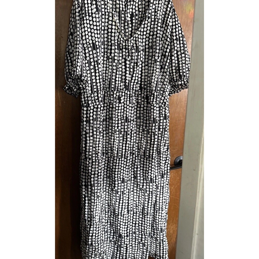Ulla Popken Womens 100% Cotton Dress Black And White Polka Dots 62/64 6XL /7 XL